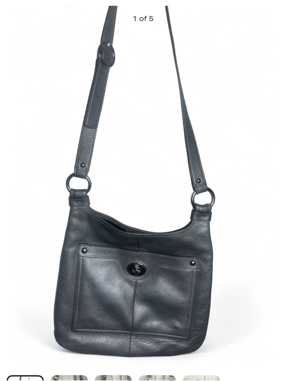Coach Metallic Silver Penelope Pebbled Leather Crossbody Bag F16533 Y2K Designer